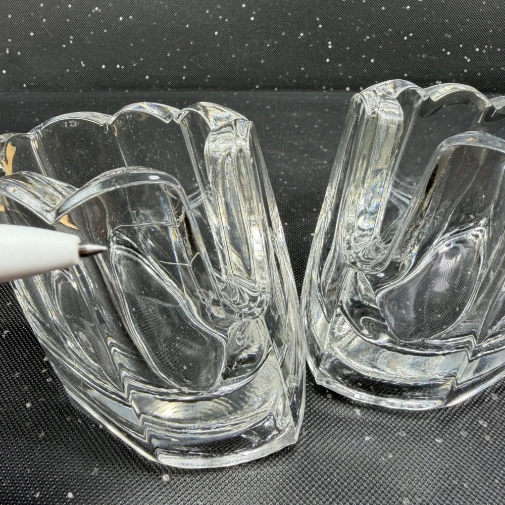 Clamborn Clear Pressed Glass Napkin Holders Spoon Holder Heavy Weighted Base